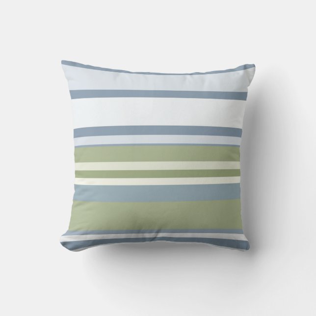 Coussin Dark Pastel Blue and Spring Rain Stripes (Recto)