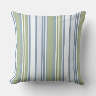 Coussin Dark Pastel Blue and Spring Rain Stripes