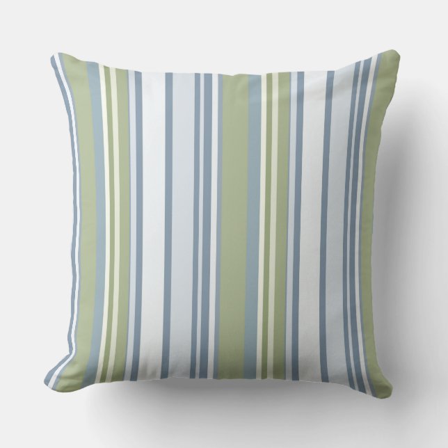 Coussin Dark Pastel Blue and Spring Rain Stripes (Recto)
