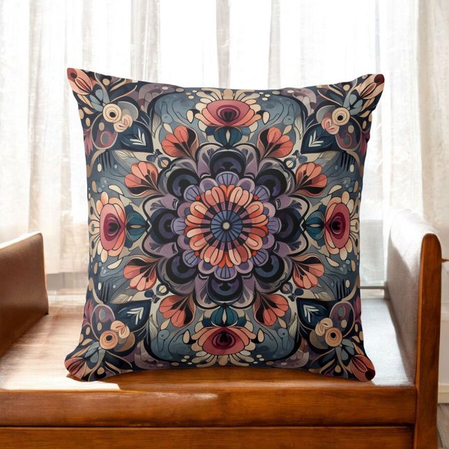 Coussin Dark Romance Boho Aquarelle Florale Printemps été (Créateur téléchargé)
