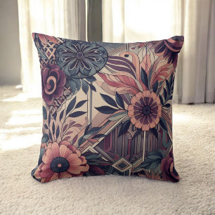 Coussin Dark Romance Boho Aquarelle Florale Printemps été