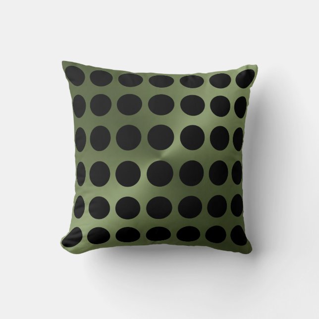 Coussin DarkGreen et Black Modern Big Dots Imprimer (Recto)