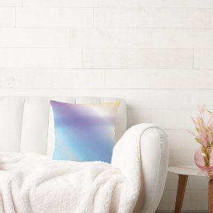 Coussin d'art Abstrait bleu violet rose et jaune