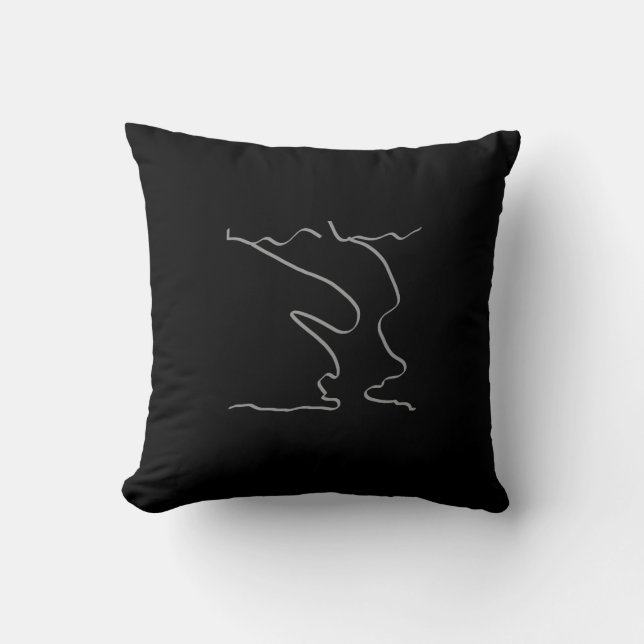 Coussin d'art abstrait minimaliste gris noir (Recto)