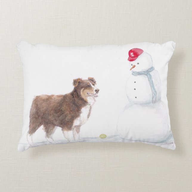 Coussin d'art australien Shepherd & Snowman Dog (Devant)