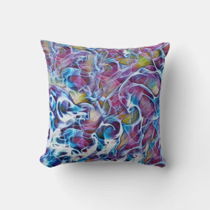 Coussin d'art bleu et rose Abstrait