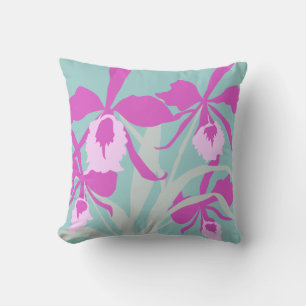 Coussin d'art d'aqua orchidée violet graphique sty