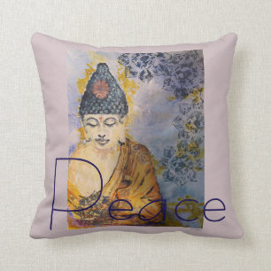 Coussin d'art d'aquarelle de Bouddha de paix