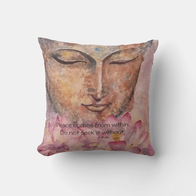 Coussin d'art d'aquarelle de Bouddha Lotus de (Recto)