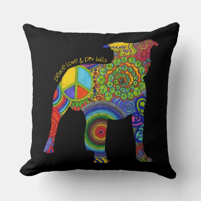 Coussin d'art de bruit d'amour et "de pitbulls de (Recto)