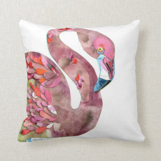 Coussin d'art de coupe d'aquarelle de Flamant rose