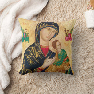 COUSSIN D'ART DE LA VIERGE MARIE ET DE L'ENFANT JÉ