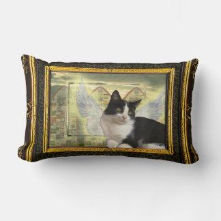 Coussin d'art de style vintage avec Ange de chat