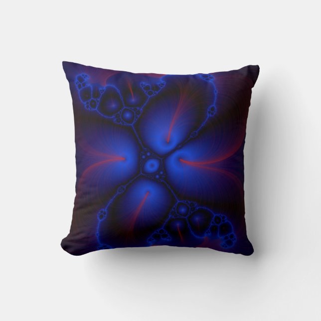 coussin d'art fractal rouge et bleu (Recto)