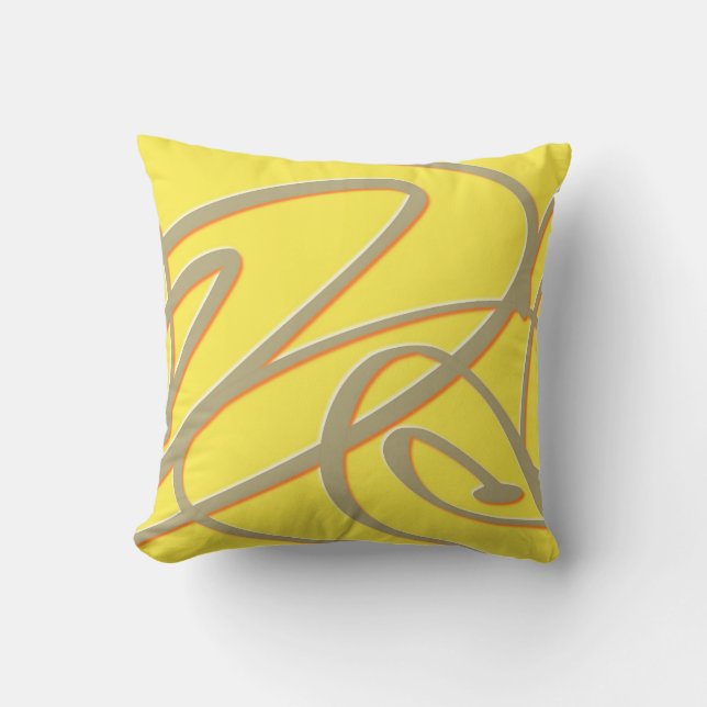 Coussin d'art jaune atomique du milieu du siècle (Recto)