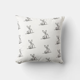 Coussin d'art minimaliste de la ligne lapin