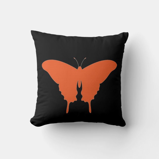 Coussin d'art papillon orange (Recto)