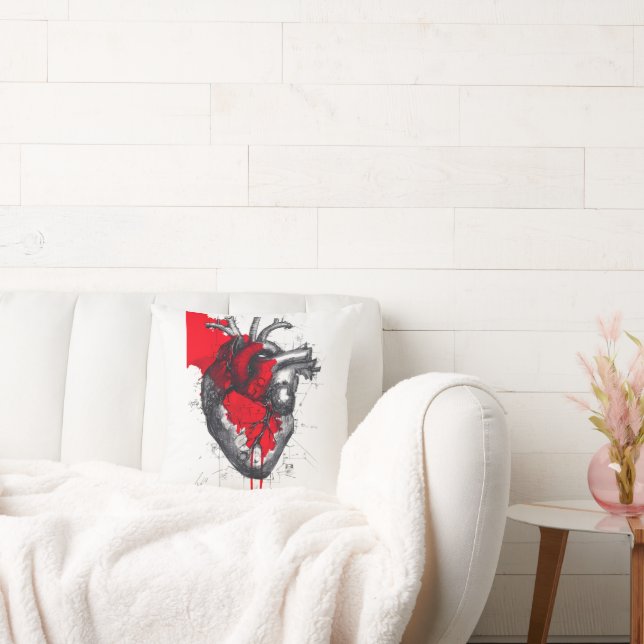Coussin d'art Polka Trash de cœur anatomique (Canapé)