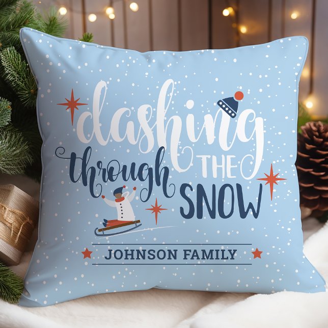 Coussin Dashing personnalisé à travers le Noël de la neige (Créateur téléchargé)