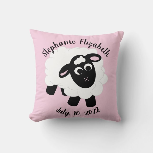 Coussin Date de naissance Cartoon mignon Mouton Jetez l'or (Recto)