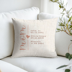 Coussin Date de naissance de maman personnalisée Noms de f