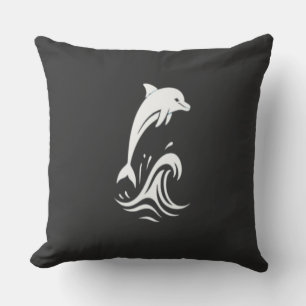 Coussin Dauphin Blanc Mignon Sautant les Vagues Océan Pape