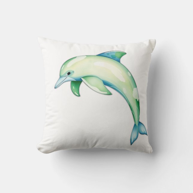 Coussin Dauphin d'aquarelle Abstrait avec étoiles de mer (Recto)