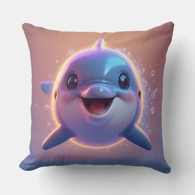 Coussin Dauphin de dessin animé adorable (Recto)