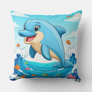 Coussin Dauphin de dessin animé mignon éclaboussant dans l