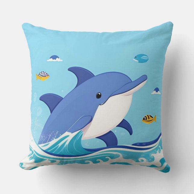 Coussin Dauphin de dessin animé Splash pour le style de ch (Recto)
