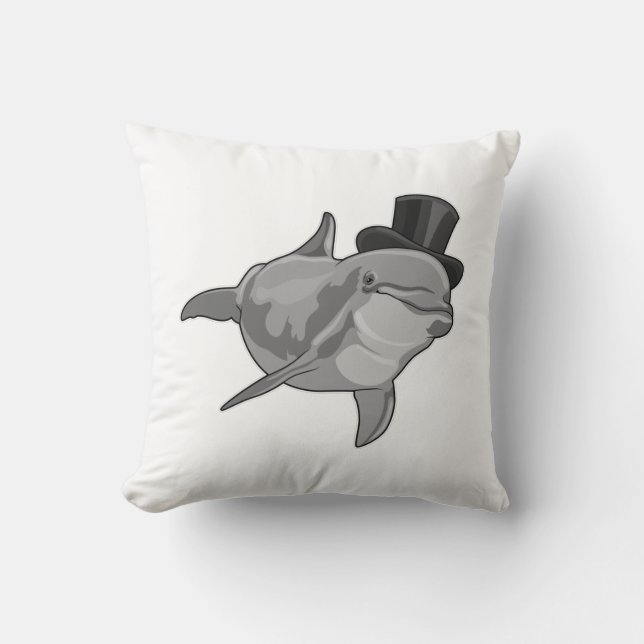 Coussin Dauphin en gentleman avec chapeau haut-de-forme (Recto)
