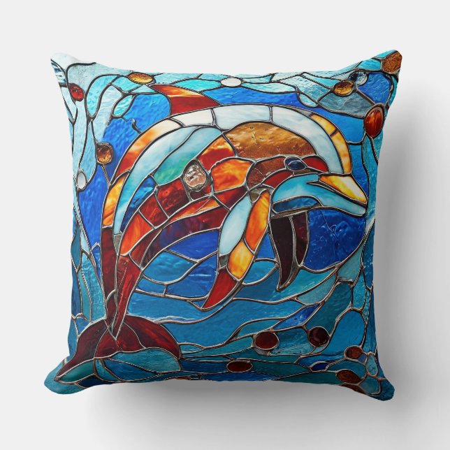 Coussin Dauphin en verre coloré (Recto)