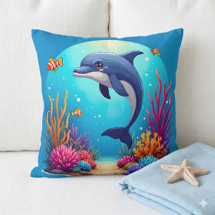 Coussin Dauphin Fantaisiste dans un Récif de Corail Vibran