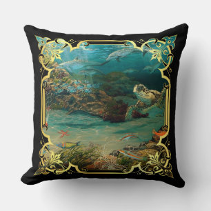 Coussin dauphin/marsouins, tortue de mer poissons de mer
