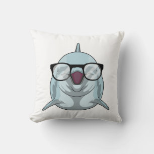 Coussin Dauphin Nerd avec lunettes