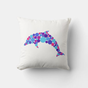 Coussin Dauphin point coloré animal marin abstrait