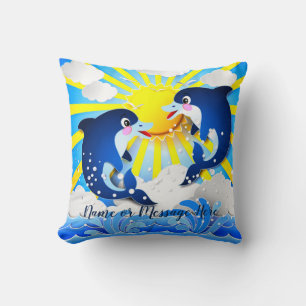 Coussin Dauphins dans le soleil Personnaliser Ajouter votr