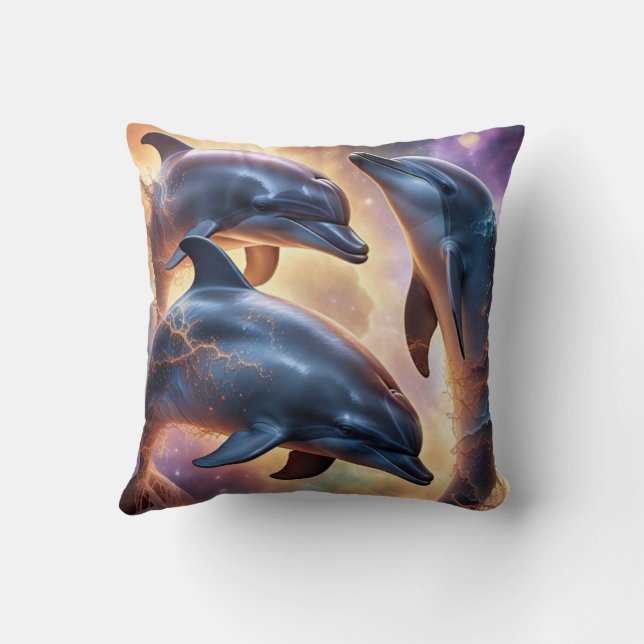 Coussin Dauphins et méduses cosmiques dans l'espace (Verso)