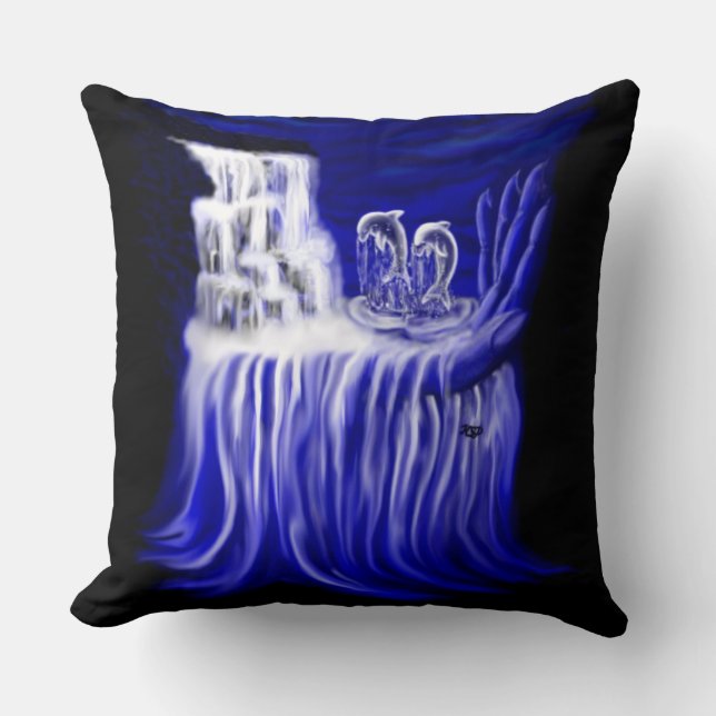 Coussin Dauphins, Main du temps (Recto)