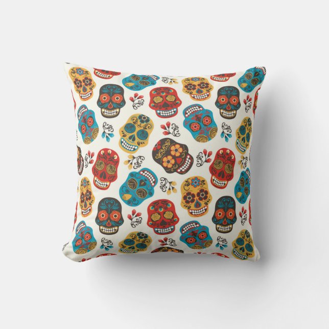 Coussin Day of Dead, un motif sans soudure. (Recto)