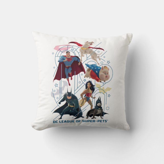 Coussin DC Trinity Heroes & Super-Pets (Recto)