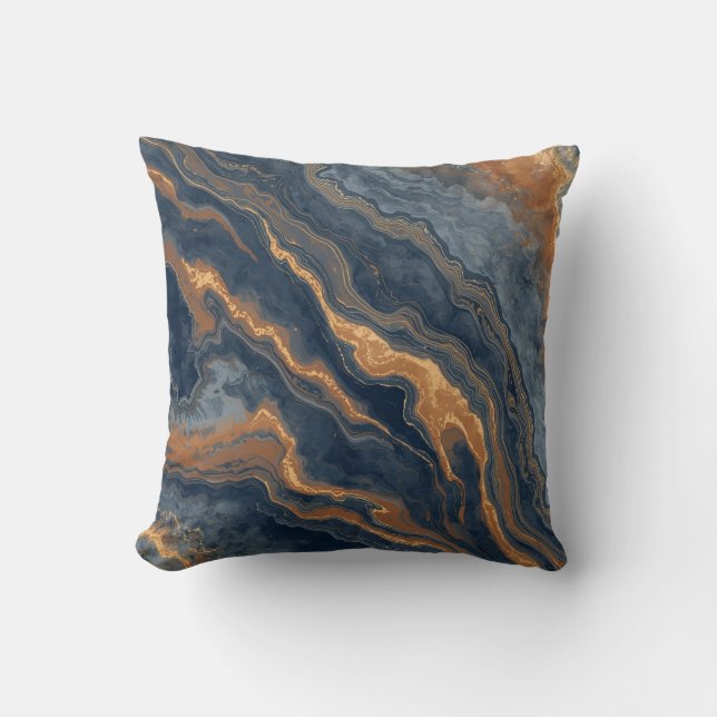 Coussin de 40 cm de couleur bleu marine, orange br (Recto)