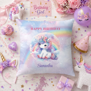 Coussin de anniversaire fille licorne mignonne cou