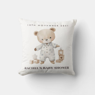 Coussin de Baby shower d'ours en peluche neutre