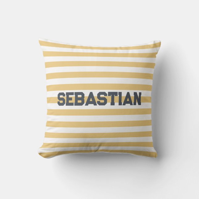 Coussin de bande de cabane jaune et blanc personna (Recto)