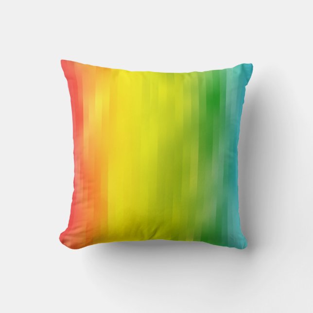 Coussin de bandes arc-en-ciel colorées (Recto)