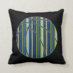 Coussin de basket-ball à rayures bleu Sport