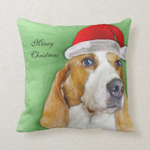 coussin de Basset Hound de Noël