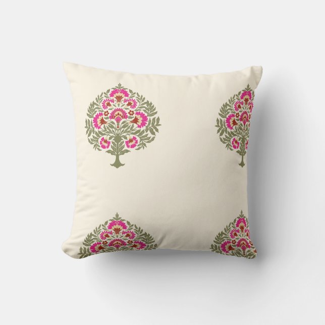 Coussin De beaux arbres indiens roses (Recto)