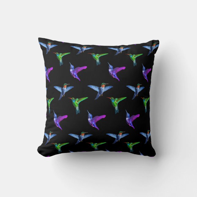 Coussin De beaux colibris sur fond noir (Recto)